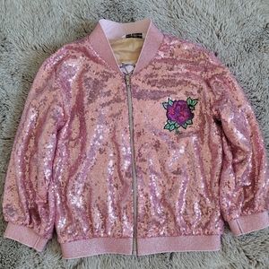 Ana Ascanio Pink Sequin Bomber Jacket Zise S Kid